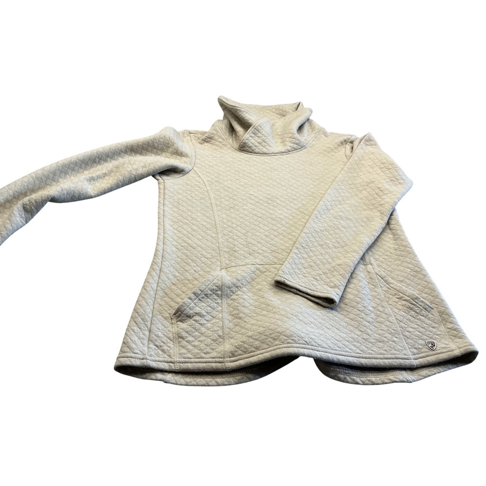 Kuhl Women's Quilted Funnel Cowl Neck Pullover Wool-blend Sweater Gray Size M